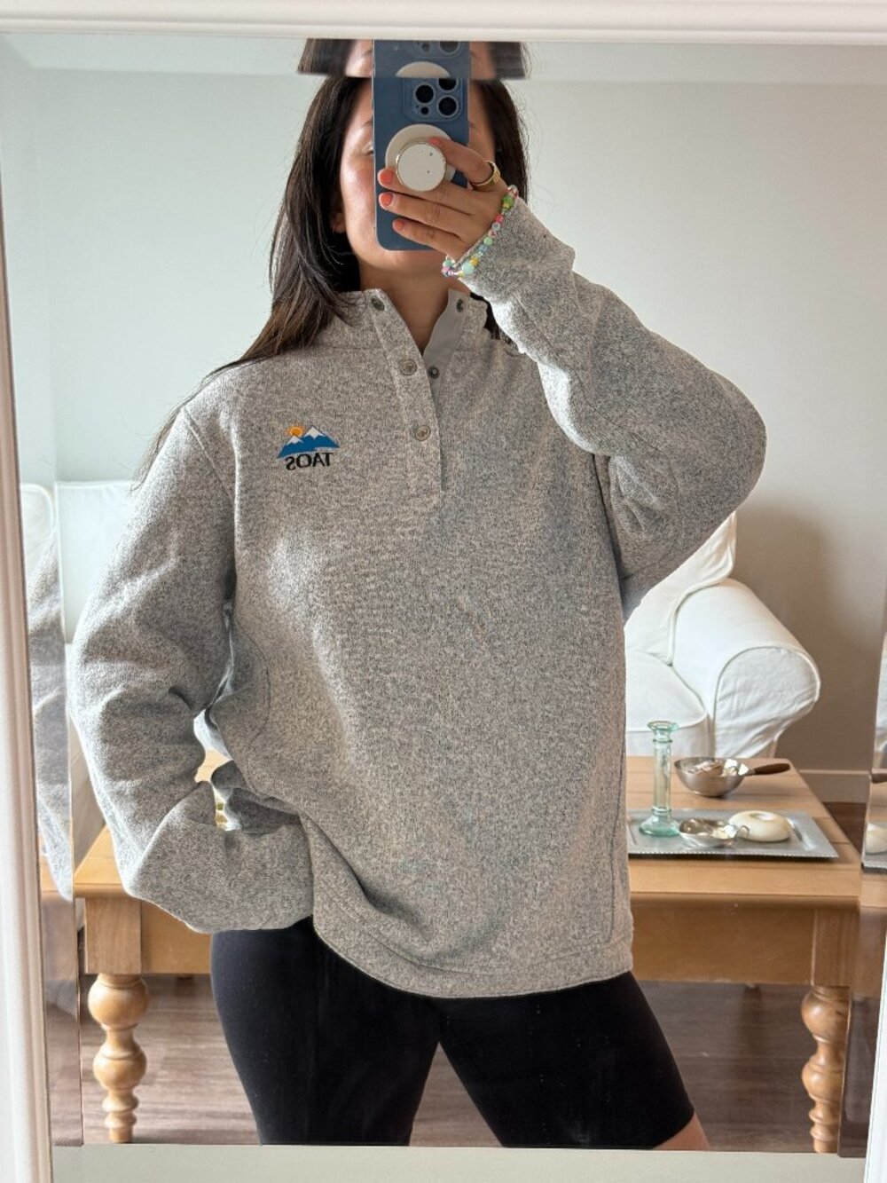 Vintage Y2K Taos New Mexico Ski Valley Quarter Button Fleece in Gray - M/L